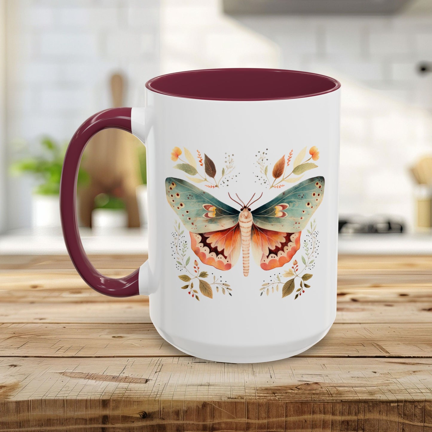 Autumn Vintage Floral Moth Mug (11/15oz)