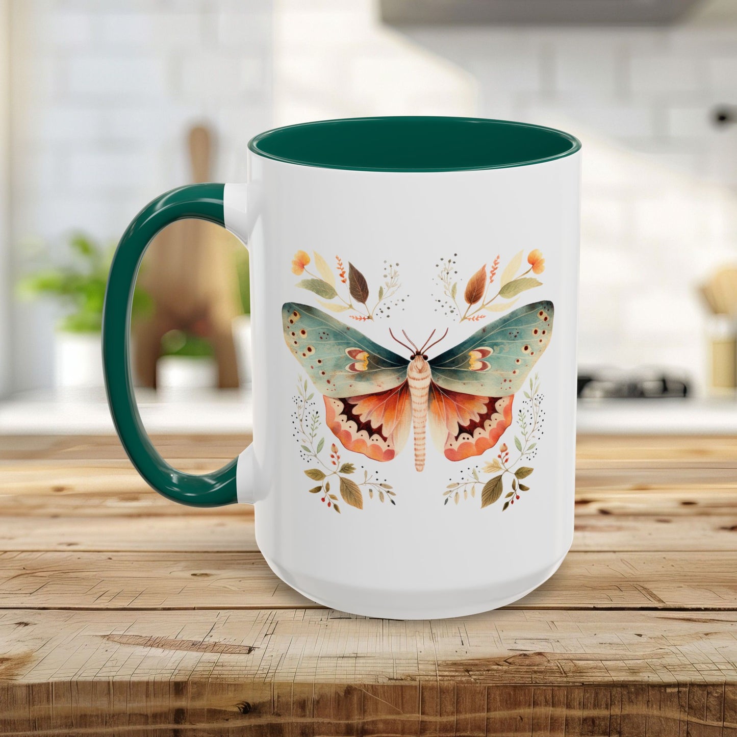 Autumn Vintage Floral Moth Mug (11/15oz)