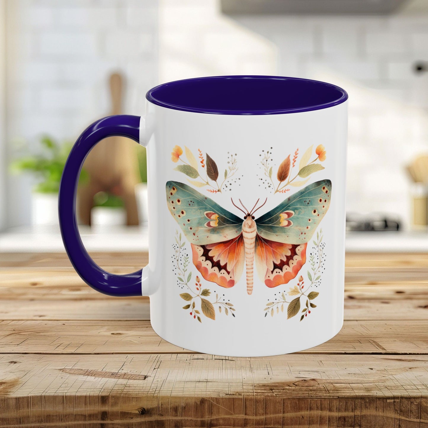 Autumn Vintage Floral Moth Mug (11/15oz)
