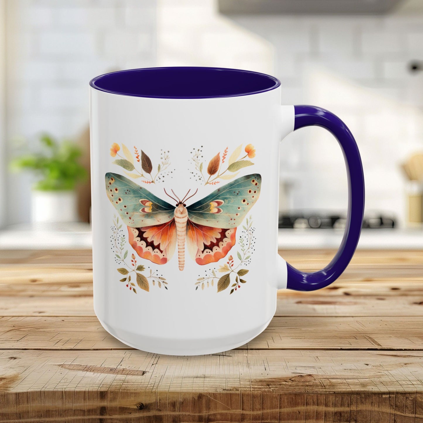 Autumn Vintage Floral Moth Mug (11/15oz)