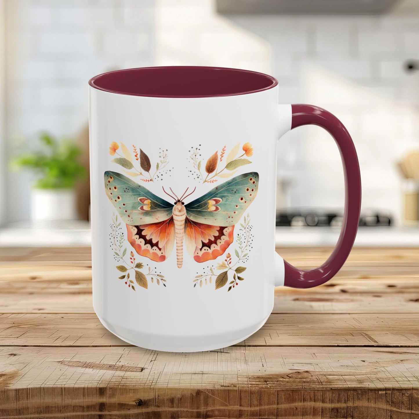Autumn Vintage Floral Moth Mug (11/15oz)