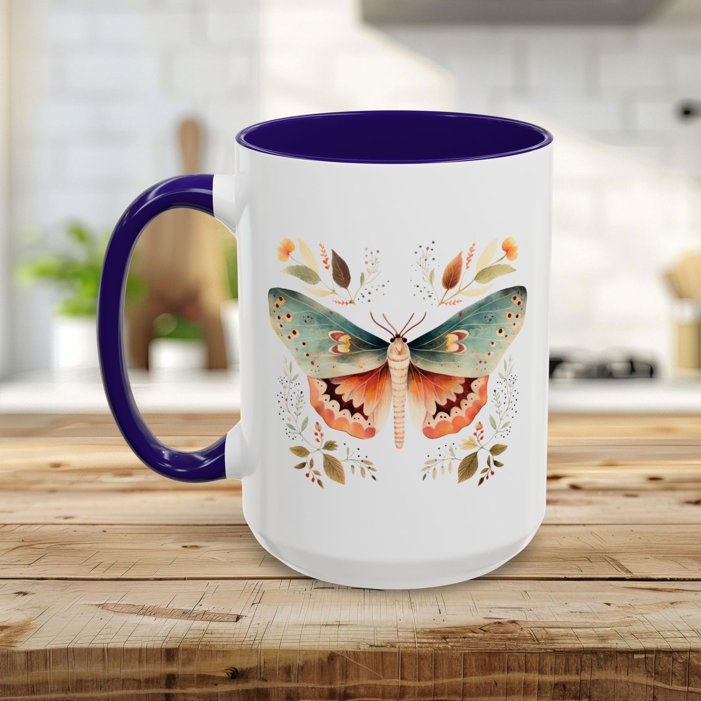 Autumn Vintage Floral Moth Mug (11/15oz)