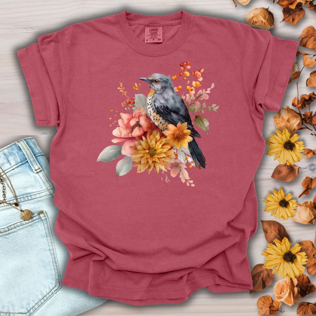 Autumn Vintage Meadow Bluebird T-Shirt