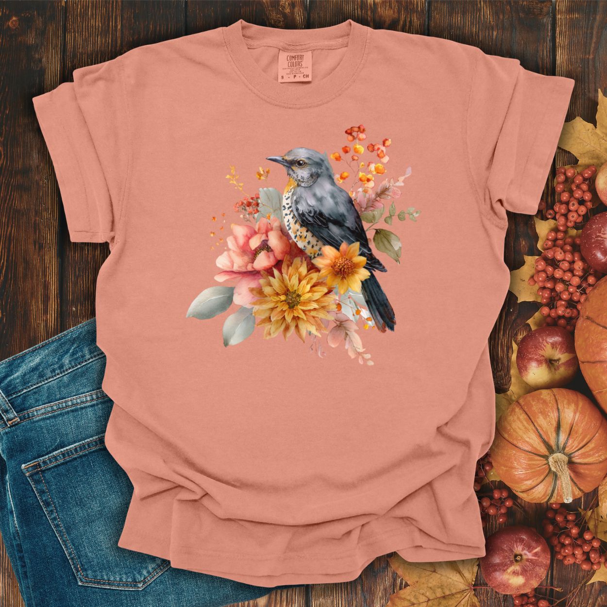 Autumn Vintage Meadow Bluebird T-Shirt