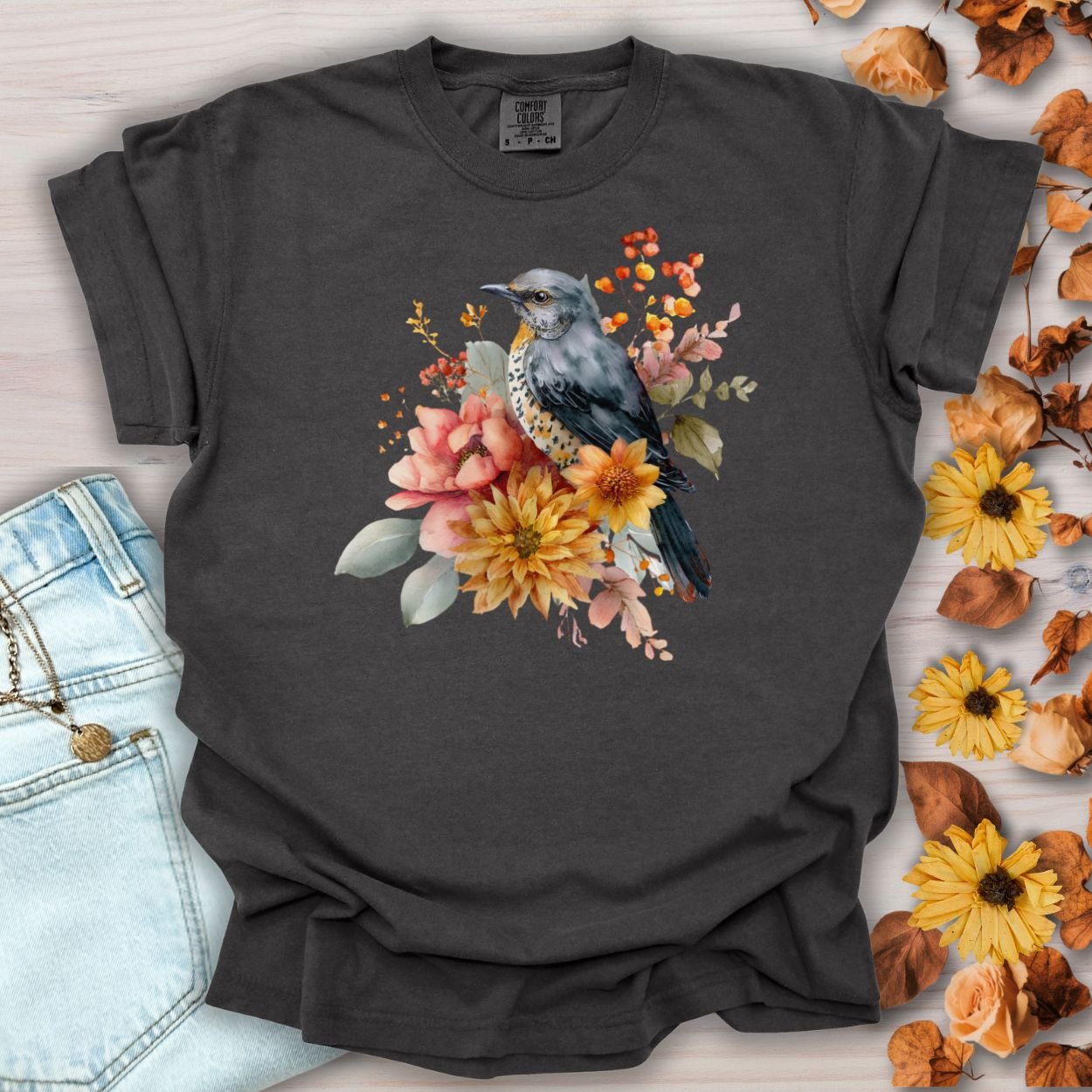 Autumn Vintage Meadow Bluebird T-Shirt