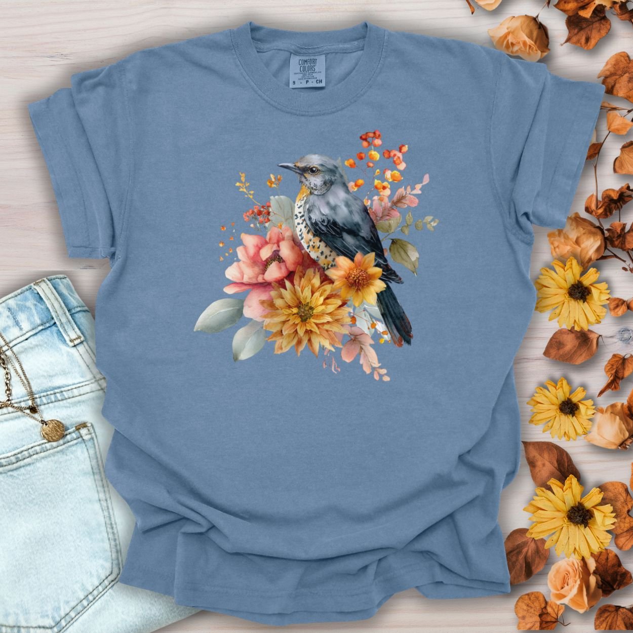 Autumn Vintage Meadow Bluebird T-Shirt