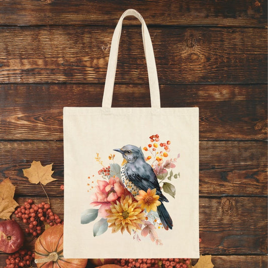 Autumn Vintage Meadow Bluebird Tote Bag