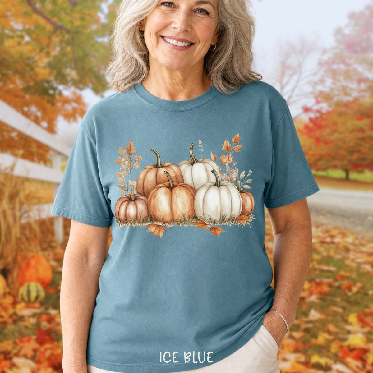 Autumn Watercolor Pumpkin Artwork T-Shirt