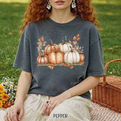 Autumn Watercolor Pumpkin Artwork T-Shirt
