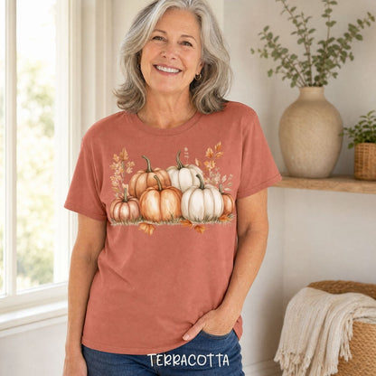 Autumn Watercolor Pumpkin Artwork T-Shirt