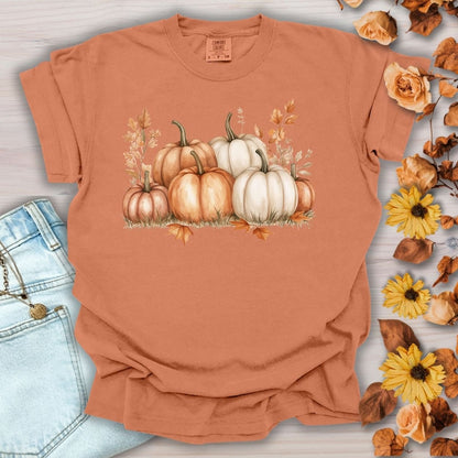 Autumn Watercolor Pumpkin Artwork T-Shirt