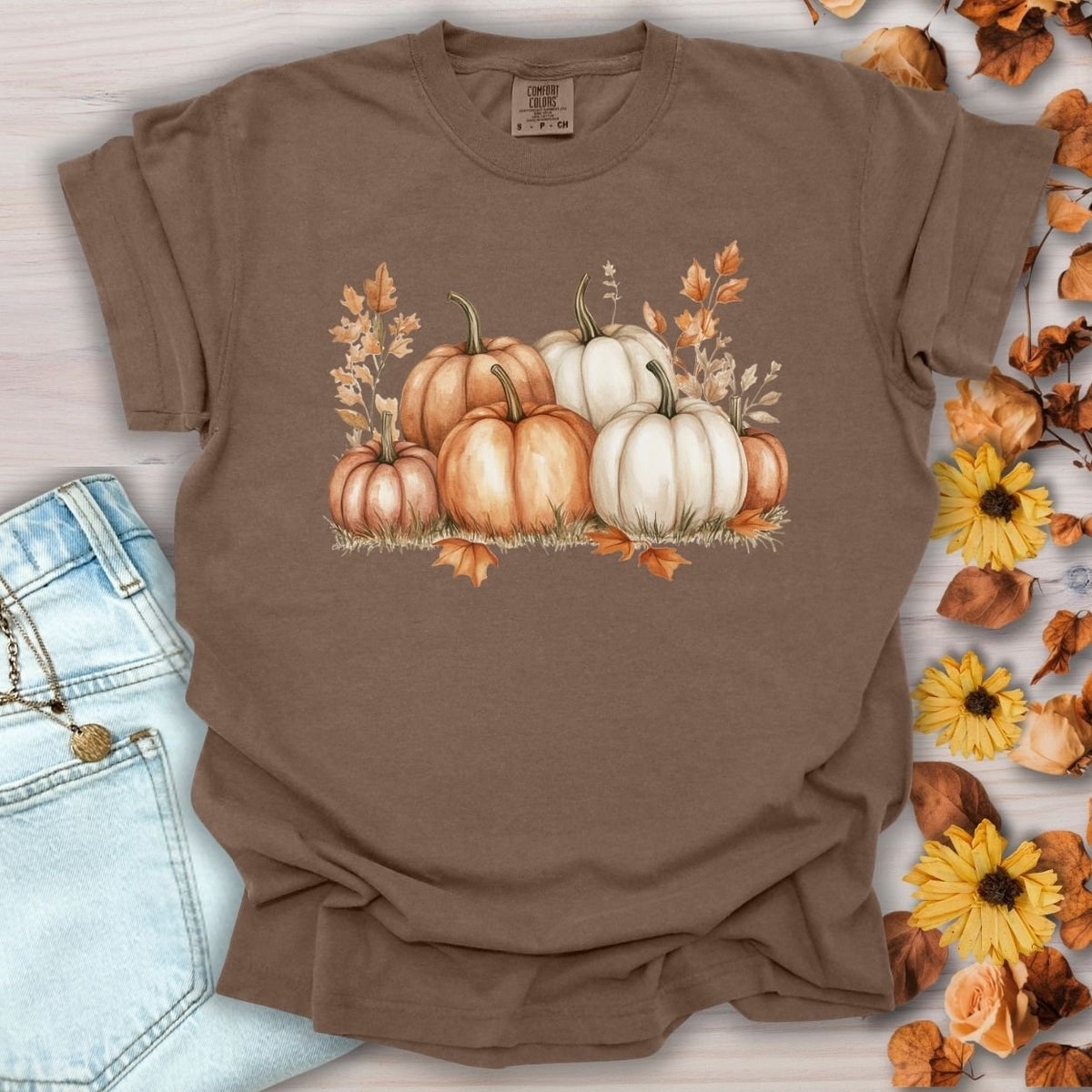 Autumn Watercolor Pumpkin Artwork T-Shirt