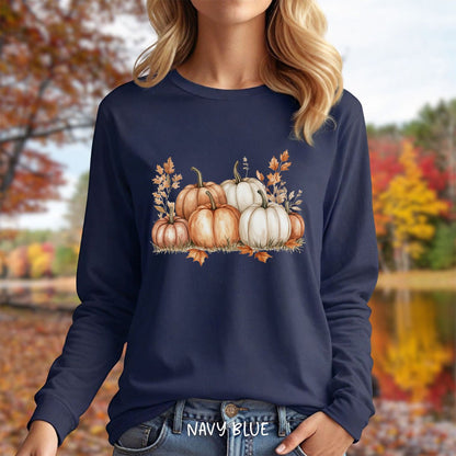 Autumn Watercolor Pumpkins Long Sleeve Tee