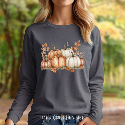 Autumn Watercolor Pumpkins Long Sleeve Tee