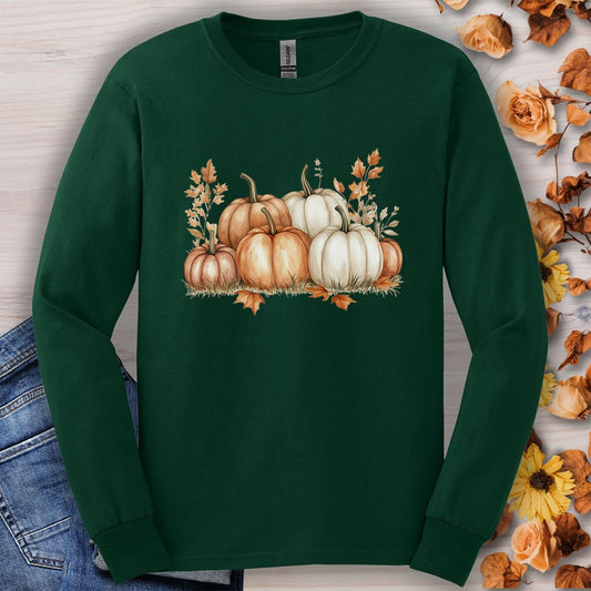 Autumn Watercolor Pumpkins Long Sleeve Tee