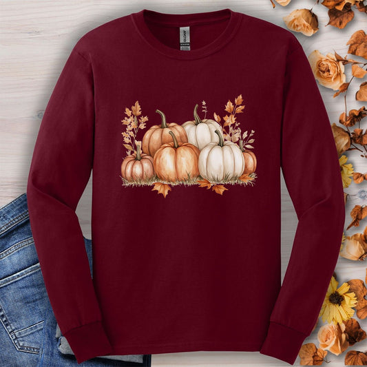 Autumn Watercolor Pumpkins Long Sleeve Tee