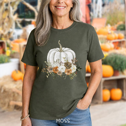 Autumn White Pumpkin Floral T-Shirt