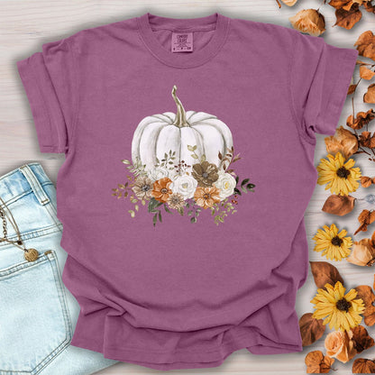 Autumn White Pumpkin Floral T-Shirt