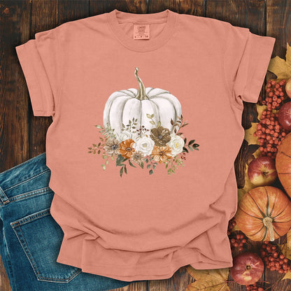 Autumn White Pumpkin Floral T-Shirt