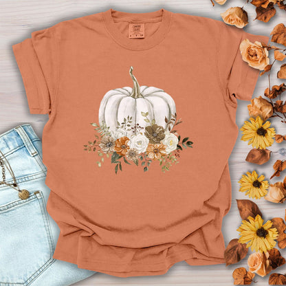 Autumn White Pumpkin Floral T-Shirt