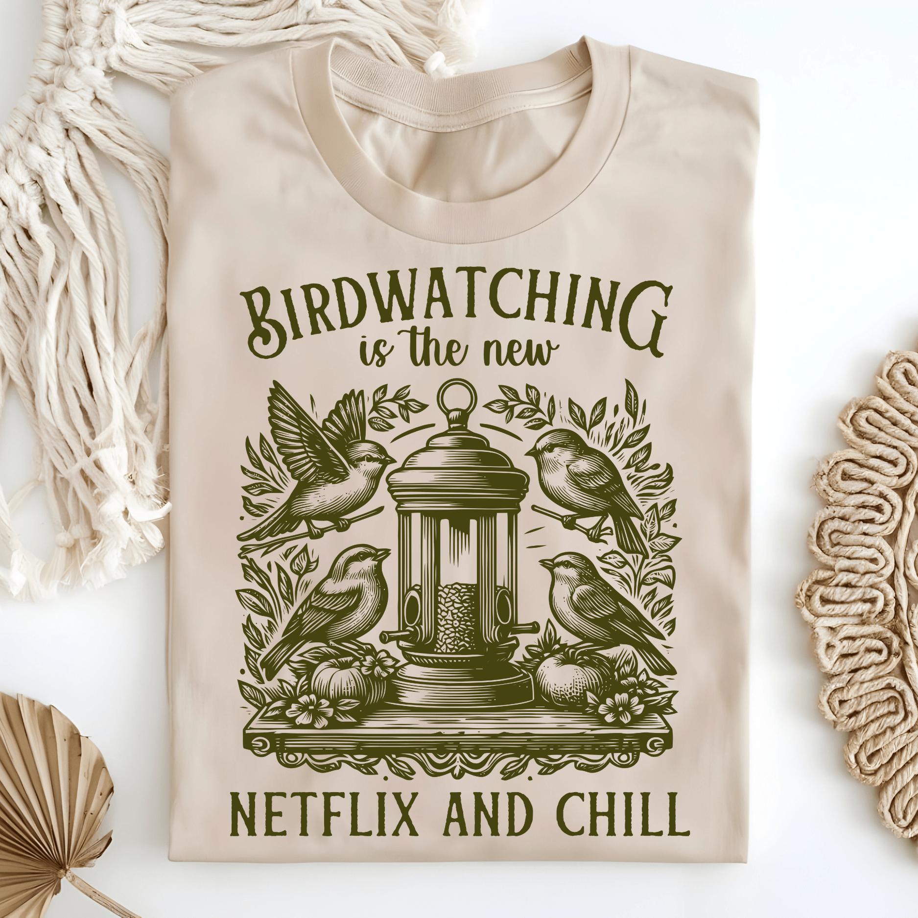 Wild Petal Threads T-Shirt Birdwatching is the New Netflix and Chill Vintage T-Shirt