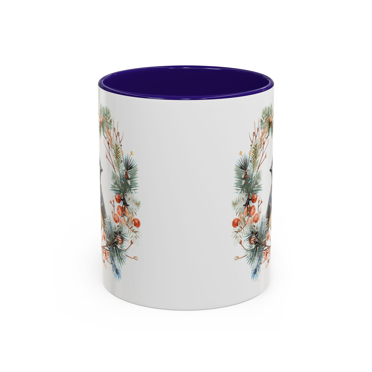Black Capped Chickadee in Winter Wreath Mug (11/15oz)