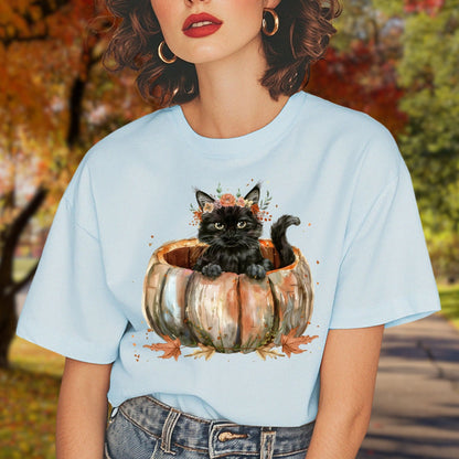 Black Cat and Pumpkin T-Shirt
