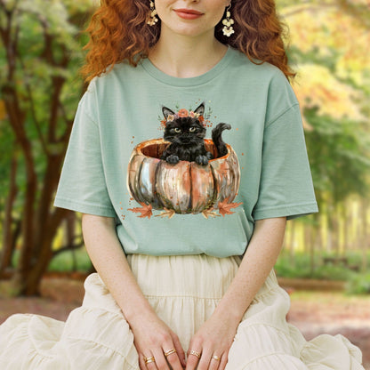 Black Cat and Pumpkin T-Shirt