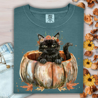 Black Cat and Pumpkin T-Shirt