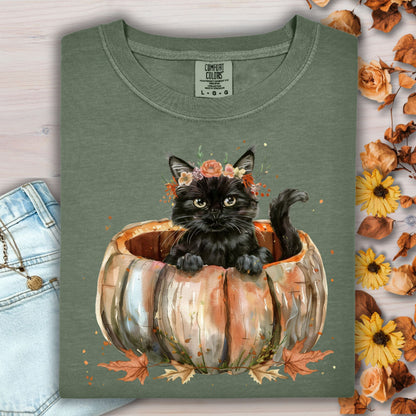 Black Cat and Pumpkin T-Shirt