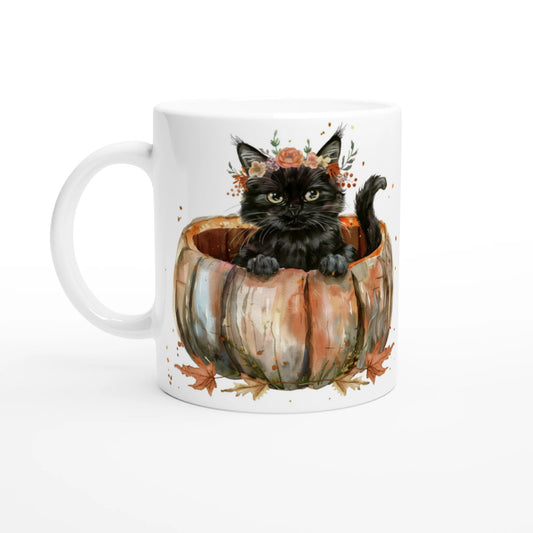 Black Cat in Pumpkin Mug