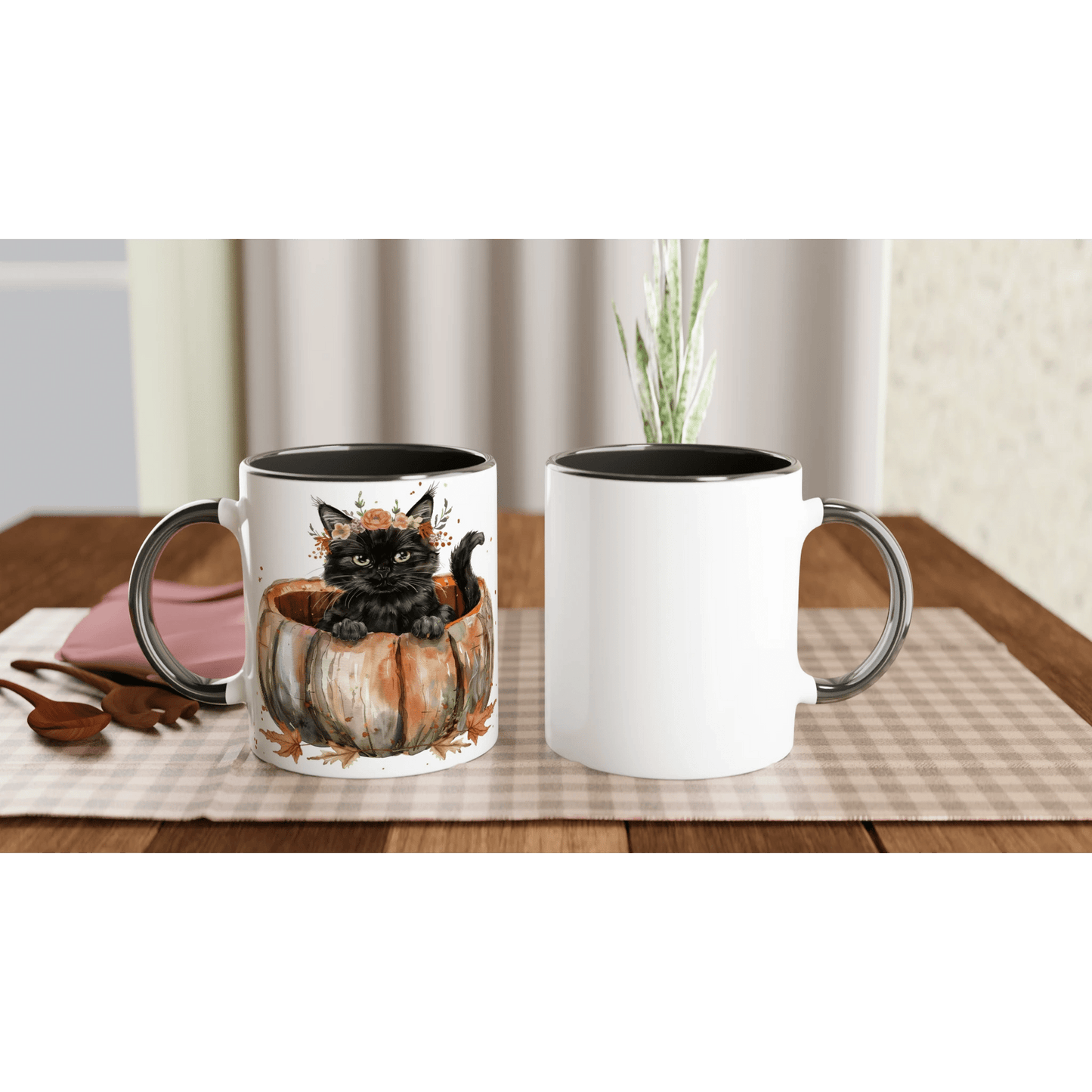 Black Cat in Pumpkin Mug