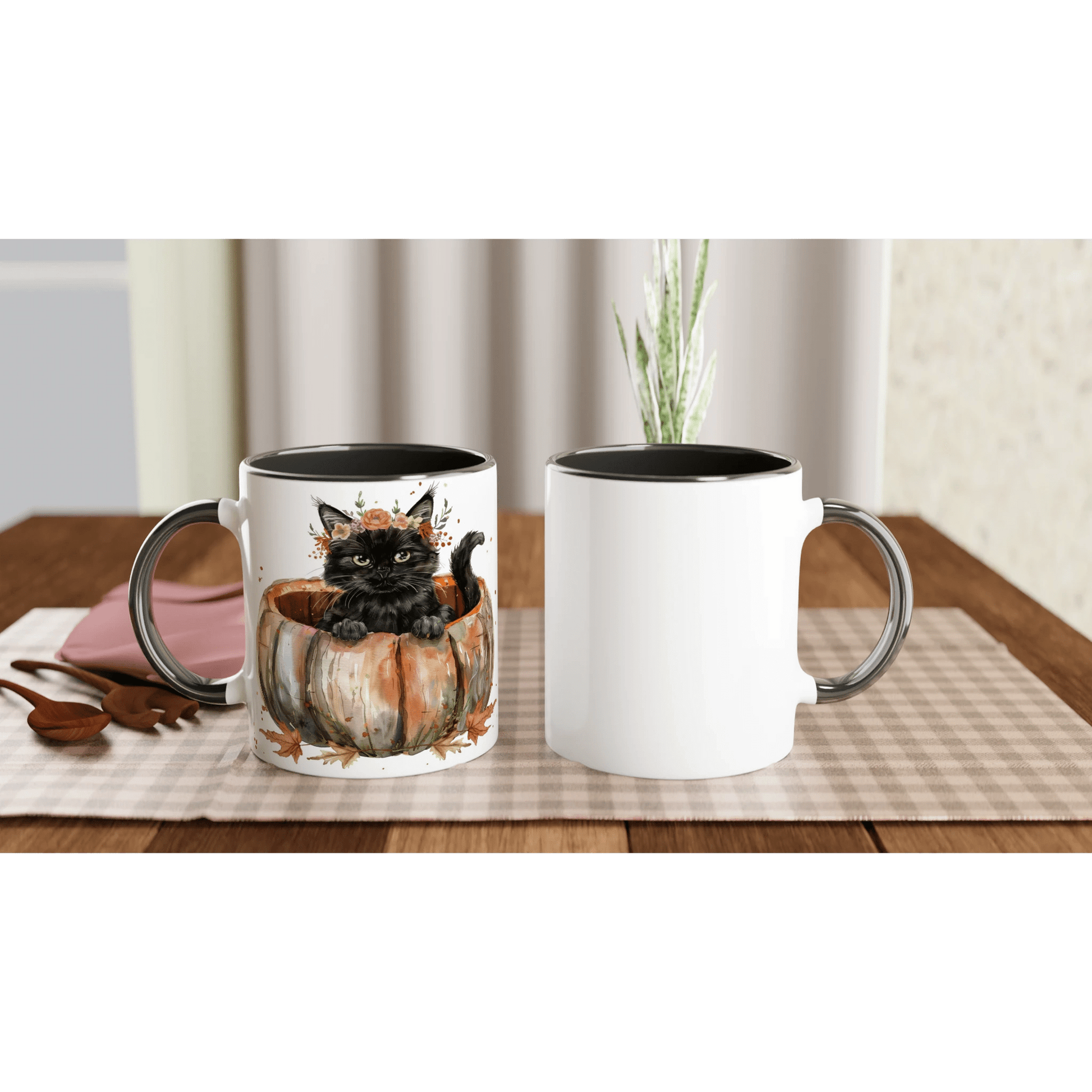 Black Cat in Pumpkin Mug
