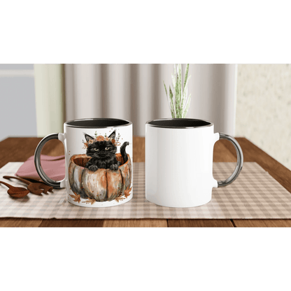 Black Cat in Pumpkin Mug