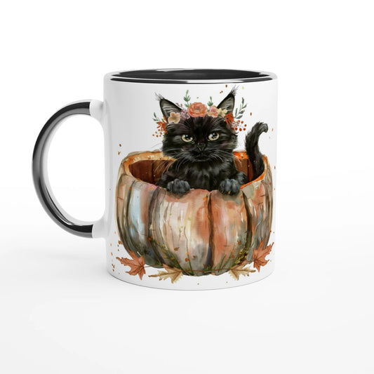 Black Cat in Pumpkin Mug