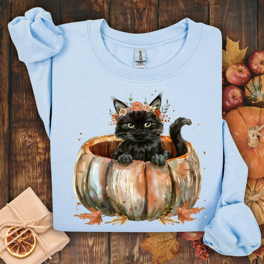 Black Cat with Pumpkin Sweatshirt