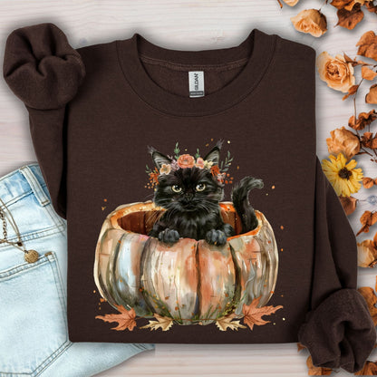 Black Cat with Pumpkin Sweatshirt