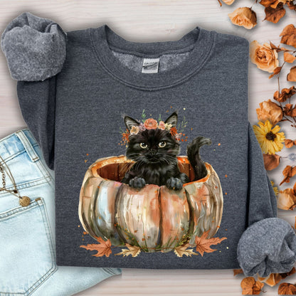 Black Cat with Pumpkin Sweatshirt