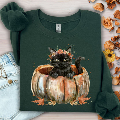 Black Cat with Pumpkin Sweatshirt