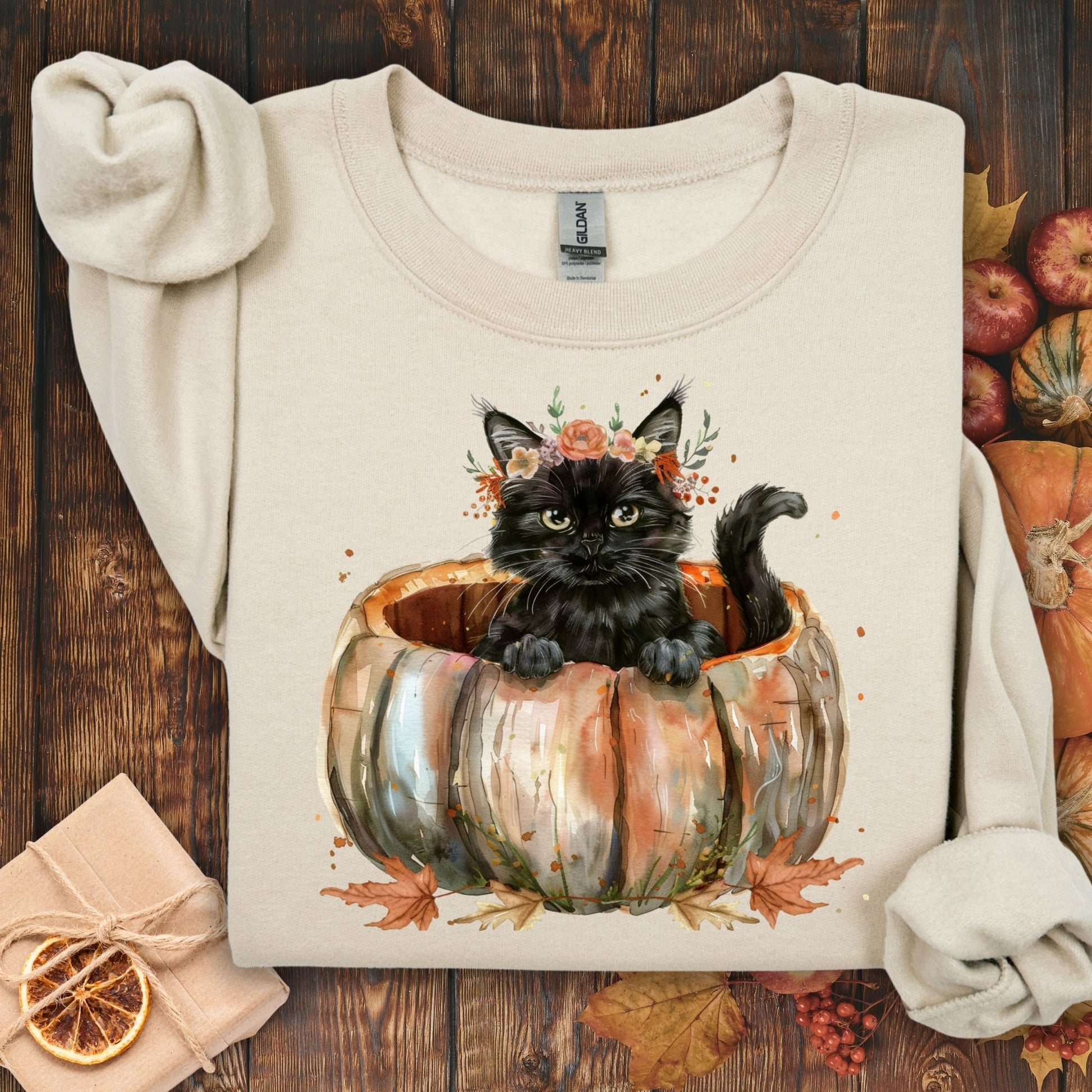 Black Cat with Pumpkin Sweatshirt