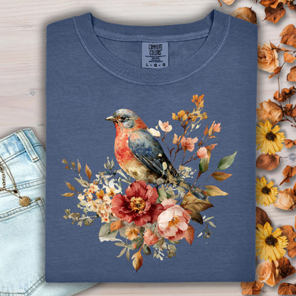 Blue Bird with Roses T-Shirt