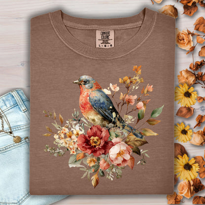 Blue Bird with Roses T-Shirt