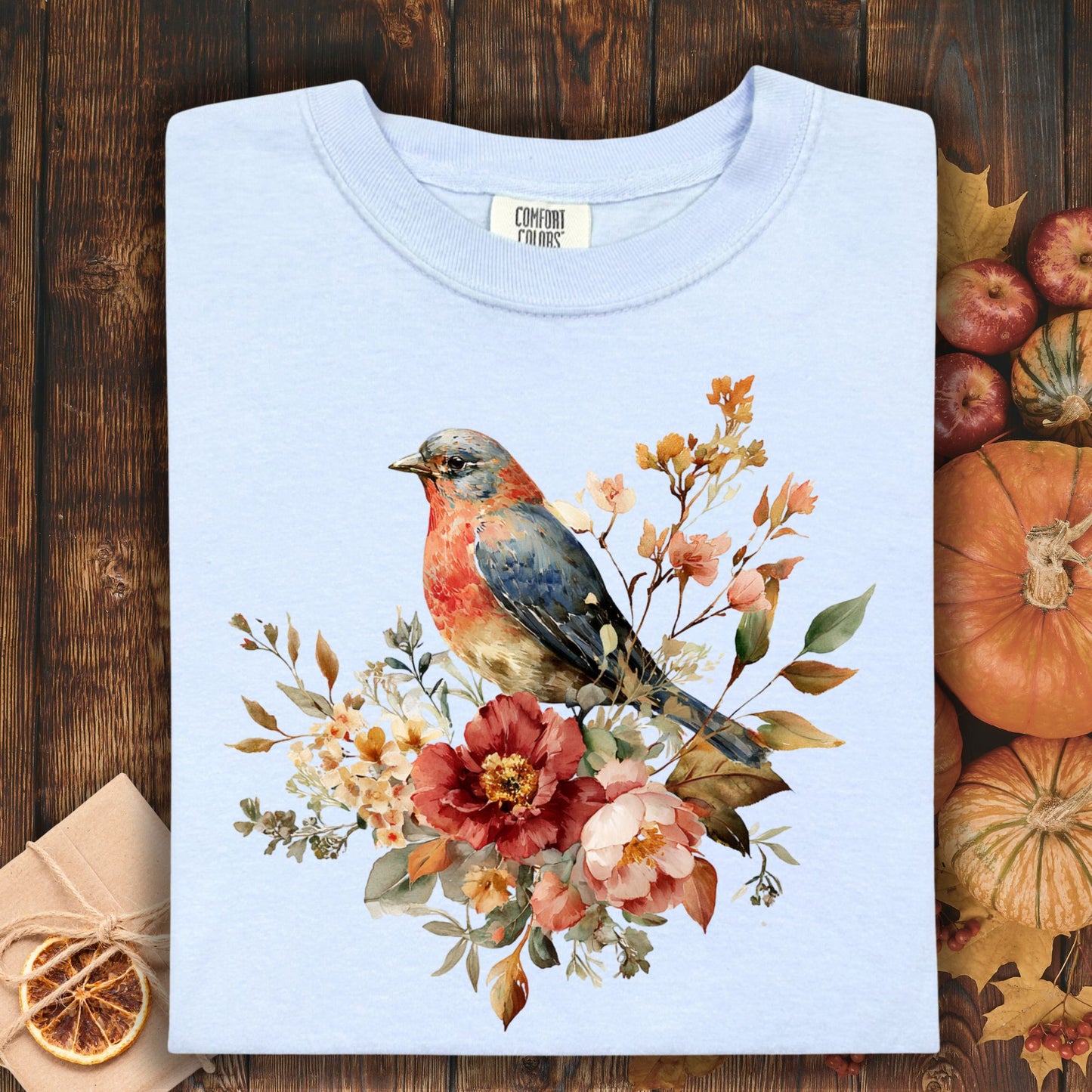 Blue Bird with Roses T-Shirt
