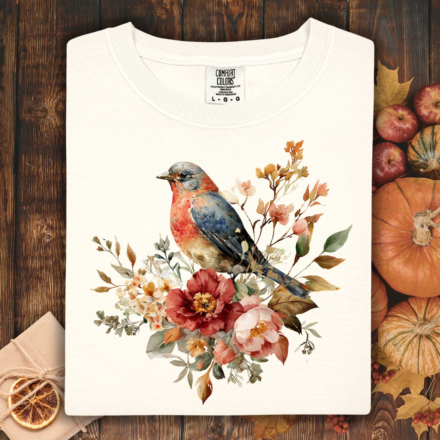 Blue Bird with Roses T-Shirt