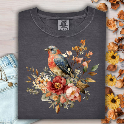 Blue Bird with Roses T-Shirt