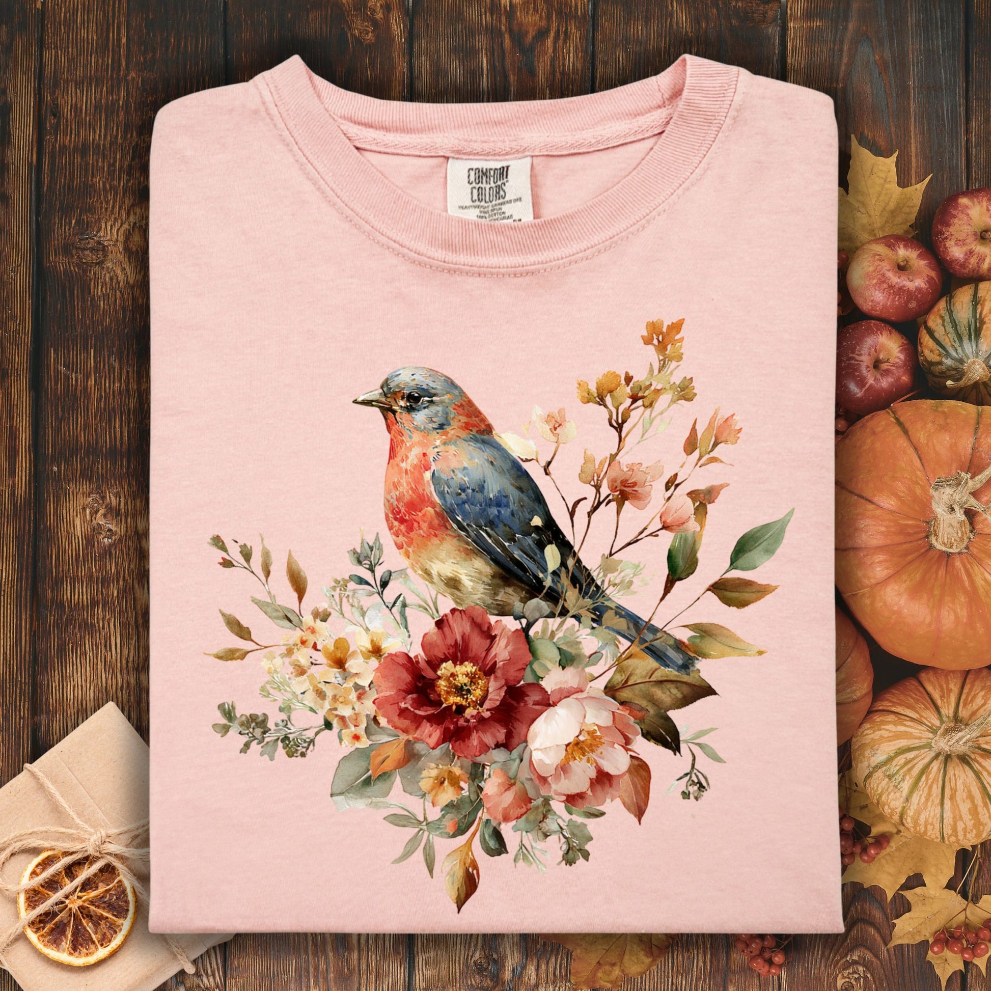 Blue Bird with Roses T-Shirt