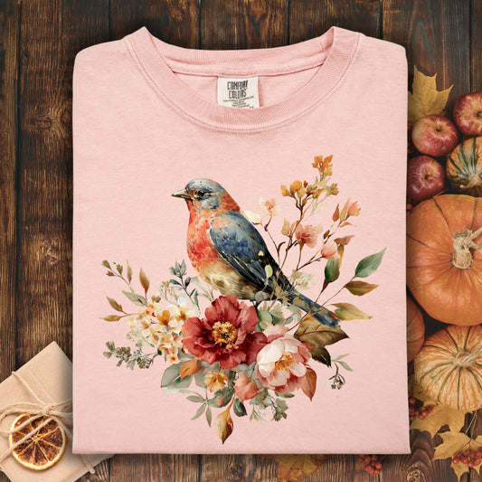 Blue Bird with Roses T-Shirt