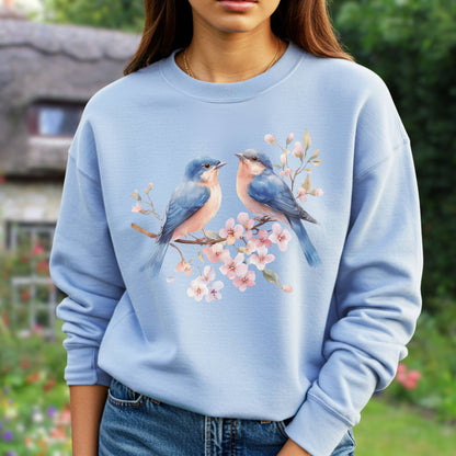 Blue Birds on Cherry Blossoms Sweatshirt