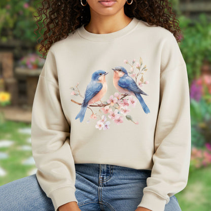Blue Birds on Cherry Blossoms Sweatshirt