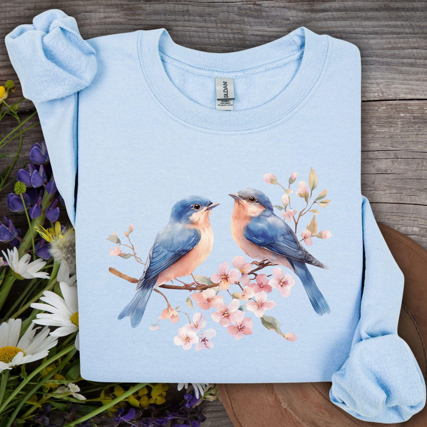 Blue Birds on Cherry Blossoms Sweatshirt